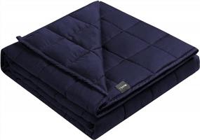 img 4 attached to 🛏️ ZonLi Weighted Blanket 15lbs (60x80, Queen Size, Navy Blue), Cooling and Breathable Heavy Blanket for Adults, Soft Material with Premium Glass Beads