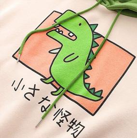 img 1 attached to Симпатичная толстовка с динозавром для женщин - повседневный пуловер с кулиской и цветной строчкой, мультяшный топ Kawaii