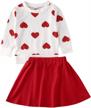 valentine's day toddler girl outfit heart long sleeve top skirt 2pcs kids toddler girl valentine's day clothes set logo