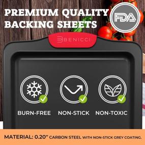 img 3 attached to Non-Stick Baking Sheet Set Of 3 - BPA-Free And Easy To Clean Bakeware Pans With Silicone Handles For Perfect Baking, Roasting, And Cooking - Ideal For Cookies, Pastries And More!