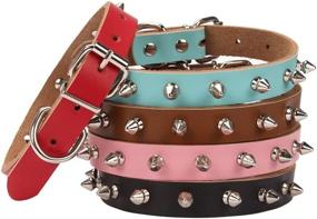 img 2 attached to AOLove Small Black-Spiked Rivet Basic Classic Adjustable Pet Collars - Genuine Cow Leather, Ideal for Cats and Puppy Dogs