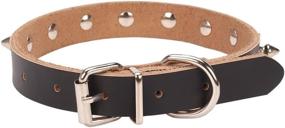 img 3 attached to AOLove Small Black-Spiked Rivet Basic Classic Adjustable Pet Collars - Genuine Cow Leather, Ideal for Cats and Puppy Dogs