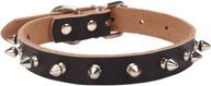 aolove small black-spiked rivet basic classic adjustable pet collars - genuine cow leather, ideal for cats and puppy dogs logo