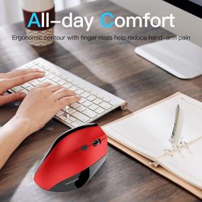 img 2 attached to Memzuoix Ergonomic Mouse Wireless Mouse, 2.4G Large Vertical Mouse USB Optical Cordless Mice With 800 / 1200 /1600 DPI, Ergonomic Computer Mouse For Laptop, PC, Desktop (For Right Hand) Red