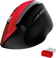 memzuoix ergonomic mouse беспроводная мышь, 2.4g большая вертикальная мышь usb оптические беспроводные мыши с 800/1200/1600 dpi, эргономичная компьютерная мышь для ноутбука, пк, рабочего стола (для правой руки) красный логотип