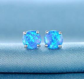 img 2 attached to Stunning Opal Stud Earrings For Women With Sensitive Ears: GEMSME'S 18K White Gold Plating