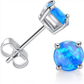img 4 attached to Stunning Opal Stud Earrings For Women With Sensitive Ears: GEMSME'S 18K White Gold Plating