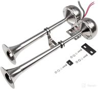 🚤 farbin dual trumpet stainless steel boat horn - waterproof electric horn for 12v boats, ships, sailboats, yachts, off-road vehicles, trucks, suvs, rvs, vans, and touring cars логотип