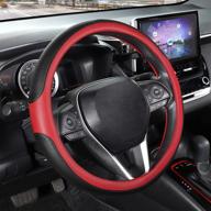🚗 seg direct car steering wheel cover: microfiber leather, 14 1/2-15 inch, anti-slip, black and red – superior auto steering wheel protector logo