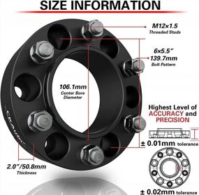 img 3 attached to Enhance Your Vehicle'S Performance With CKAuto Hub Centric Wheel Spacers - 4 Pack, 2.00" 6X139.7Mm, 106.1Mm Center Bore & M12X1.5 Studs