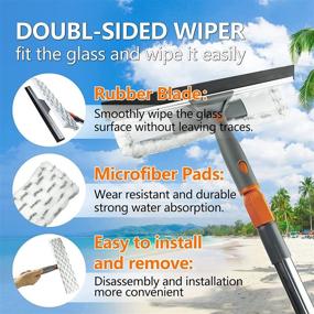 img 2 attached to 🧼 BITOPE 2 in 1 Squeegee: Long Handle Window Cleaning Tool with Stainless Steel Extension Pole - 12”Wide Squeegee Cleaning Kit for Car, Shower, Glass Doors, Outdoor High Window