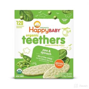 img 4 attached to Organic Teether, Pea and Spinach Flavor - Happy Baby, 12 Count (Pack of 6)