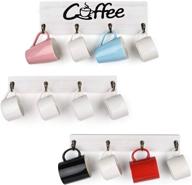olakee coffee mug holder, rustic mug rack wall mounted with coffee sign- 12 coffee cup hangers for kitchen organizer, coffee nook decor (white) logo