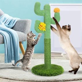 img 3 attached to 🐱 Shellkingdom Cat Scratching Post - 33" Coconut Tree Claw Scratcher with Lawn Base: Ideal Indoor Cat Scratcher for Your Feline Friend