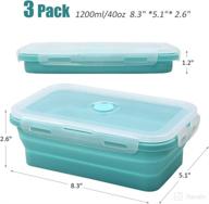 convenient collapsible silicone food storage containers - 3 pack set 40oz/1200ml with lids: ideal for meal prep, lunch, microwave, freezer and dishwasher safe logo