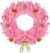 goplus 24" pink christmas wreath with ornament balls & golden bow - xmas decor for doorways, windows, walls & fireplaces logo