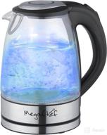 🍵 megachef 1.7l clear glass tea kettle with stainless steel and illuminated design логотип