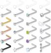 20g 18g diamond nose studs surgical stainless steel l shaped screw nose rings for women men piercing jewelry logo