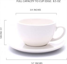 img 2 attached to Coffeezone Latte Art Ceramic Cup And Saucer Cappuccino Fine Porcelain, Mate For Coffee Shop And Barista (Glossy White, 10.5 Oz)