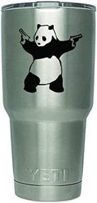 img 4 attached to Pack of 2 Banksy Shooting Panda Decal Stickers for DD187, 3-Inches, Premium Black Vinyl, Camping Tumbler Decal (Cup Not Included)