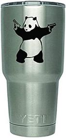 img 1 attached to Pack of 2 Banksy Shooting Panda Decal Stickers for DD187, 3-Inches, Premium Black Vinyl, Camping Tumbler Decal (Cup Not Included)