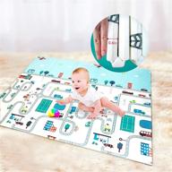 👶 extra large waterproof baby crawling mat - 0.6 inch thick, reversible multifunctional play mat for babies (79” x 71”) - foldable design - ideal for cars logo