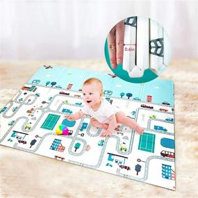 img 4 attached to 👶 Extra Large Waterproof Baby Crawling Mat - 0.6 Inch Thick, Reversible Multifunctional Play Mat for Babies (79” x 71”) - Foldable Design - Ideal for Cars