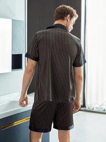 img 3 attached to Striped Satin Pajama Set For Men: Button-Up Shirt And Shorts Sleepwear By Verdusa