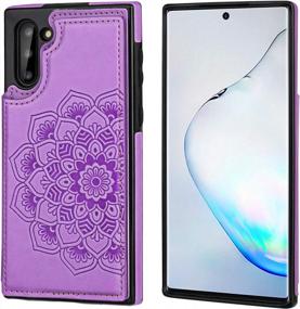 img 2 attached to Protect Your Samsung Note 10 In Style With Vaburs Premium PU Leather Case - Embossed Mandala Pattern, Card Holder, Double Magnetic Buttons, And Shockproof Protection In Elegant Purple