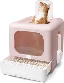 img 4 attached to 🐱 YMINA Large Foldable Front Entry Cat Litter Box with Lid - High Sided, Covered Kitten Toilet - Easy to Clean, Enclosed Cat Potty for Medium/Large Cats