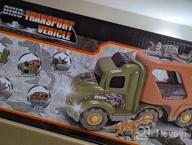 img 1 attached to Dinosaur Toys For Kids Ages 3-5, Light & Sound Dinosaur Truck Playset With Brachiosaurus, Tyrannosaurus, Spinosaurus, Triceratops, Iron Dragon And Pterosaur Figures review by Jessica West
