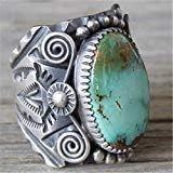 img 1 attached to TheoneJewelry Huge 925 Silver Delbert Gordon Mountain Turquoise Bridal Ring - Women's Jewelry, Size 6-10, Stunning Beauty!