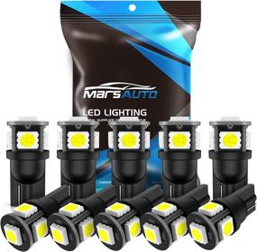 img 4 attached to Pack Of 10 Marsauto 194 LED Light Bulbs - Super Bright T10 168 2825 5SMD Replacement Bulbs For License Plate, Courtesy Dome Map And Door Lights In 6000K White