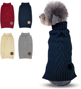 img 4 attached to Cyeollo Small Dog Sweaters: Turtleneck Knitted Apparel with Leash Hole for Fall/Winter, Perfect for Small Dogs