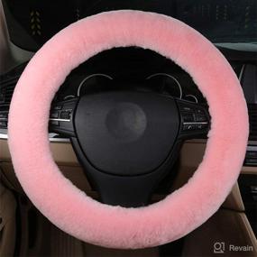 img 3 attached to Steering Wheel Cover Plush Vehicle Steering Wheel Cover Non-Slip Steering Wheel Protector Winter Warm Car Steering Wheel Cover Universal Auto Car Wrap Cover Car Interior Accessory (Diam 13-17&#34 Interior Accessories