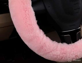 img 1 attached to Steering Wheel Cover Plush Vehicle Steering Wheel Cover Non-Slip Steering Wheel Protector Winter Warm Car Steering Wheel Cover Universal Auto Car Wrap Cover Car Interior Accessory (Diam 13-17&#34 Interior Accessories