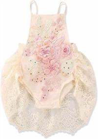 img 4 attached to Lovely Lace Embroidered Baby Girl Jumpsuit: Perfect For Newborns And Infants!