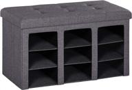 transform your space with grey homcom folding storage ottoman bench - 9 cubes for stylish bedroom and hallway organization! logo