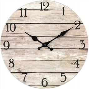 img 4 attached to 10 Inch Jomparis Silent Non-Ticking Wooden Wall Clock - Vintage Rustic Country Tuscan Style Home Decor