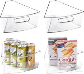 img 4 attached to 🗄️ Leeden Lazy Susan Cabinet Organizer 10.2"x 9.4"x4" - Set of 4 BPA Free Durable Plastic Transparent Storage Bins for Kitchen, 1/8 Wedge Design, 4" Deep Container