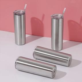 img 2 attached to Stay Hydrated Anywhere With 4-Pack Slim Stainless Steel Tumblers - Enjoy Hot Or Cold Drinks On The Go!