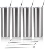 stay hydrated anywhere with 4-pack slim stainless steel tumblers - enjoy hot or cold drinks on the go! logo