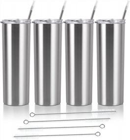 img 4 attached to Stay Hydrated Anywhere With 4-Pack Slim Stainless Steel Tumblers - Enjoy Hot Or Cold Drinks On The Go!