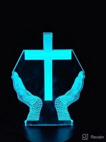 img 4 attached to Christian Prayer Cross 3D Illusion Lamp