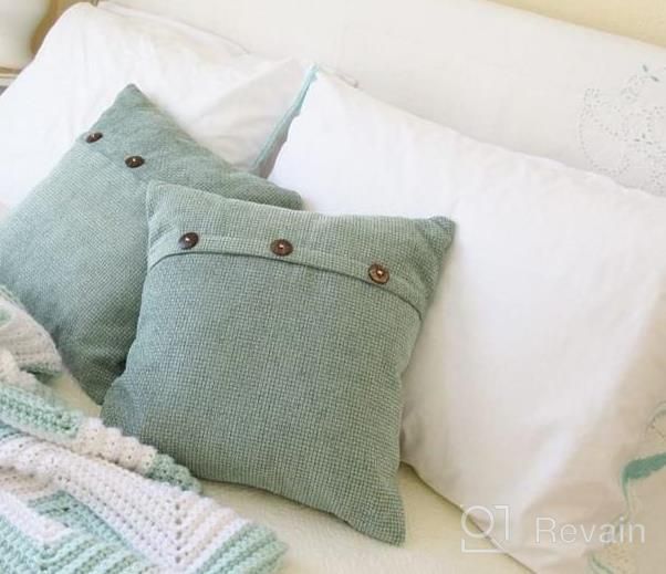 img 1 attached to Phantoscope Pack Of 2 Farmhouse Throw Pillow Covers Button Vintage Linen Decorative Pillow Cases For Couch Bed And Chair Navy Blue 18 X 18 Inches 45 X 45 Cm review by Terrance Singletary