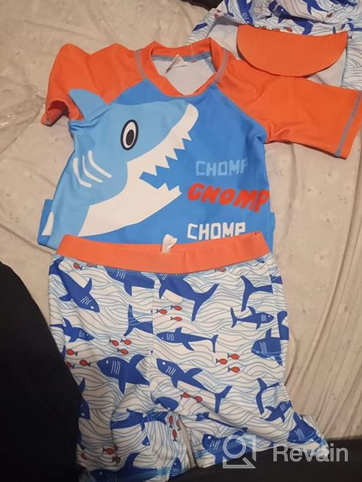 img 1 attached to 👕 Jurebecia Dinosaur Two-Piece Swimsuit for Boys: Swimwear with UV Protection review by Dave Connelly
