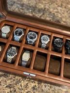 img 1 attached to Men'S 12 Slot Luxury Leather Watch Box Display Organizer With Microsuede Liner, Locking Jewelry Watches Holder And Large Glass Top - Black/Grey review by Lance Alvarez