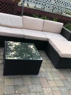 img 1 attached to 5 Piece Beige Waleaf Outdoor Sectional Sofa Set - All Weather Rattan Conversation Set With Glass Table & Cushions review by Abdul Jorge