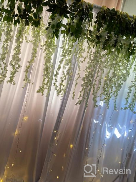 img 1 attached to 12-Pack Artificial Wisteria Vine Garland With Silk Flowers For Home, Party, And Wedding Decor - 3.6 Feet Pink Ratta Hanging String review by Wesley Bell