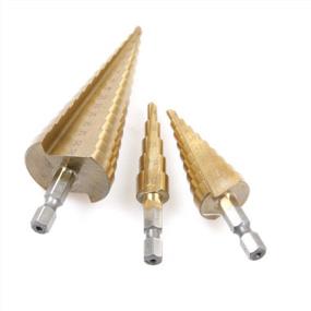 img 4 attached to HSS Titanium Coated Step Drill Bits Set (3 Pcs Hex Shank) - 4/12/20/32Mm For DIY Woodworking Tool
